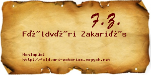 Földvári Zakariás névjegykártya